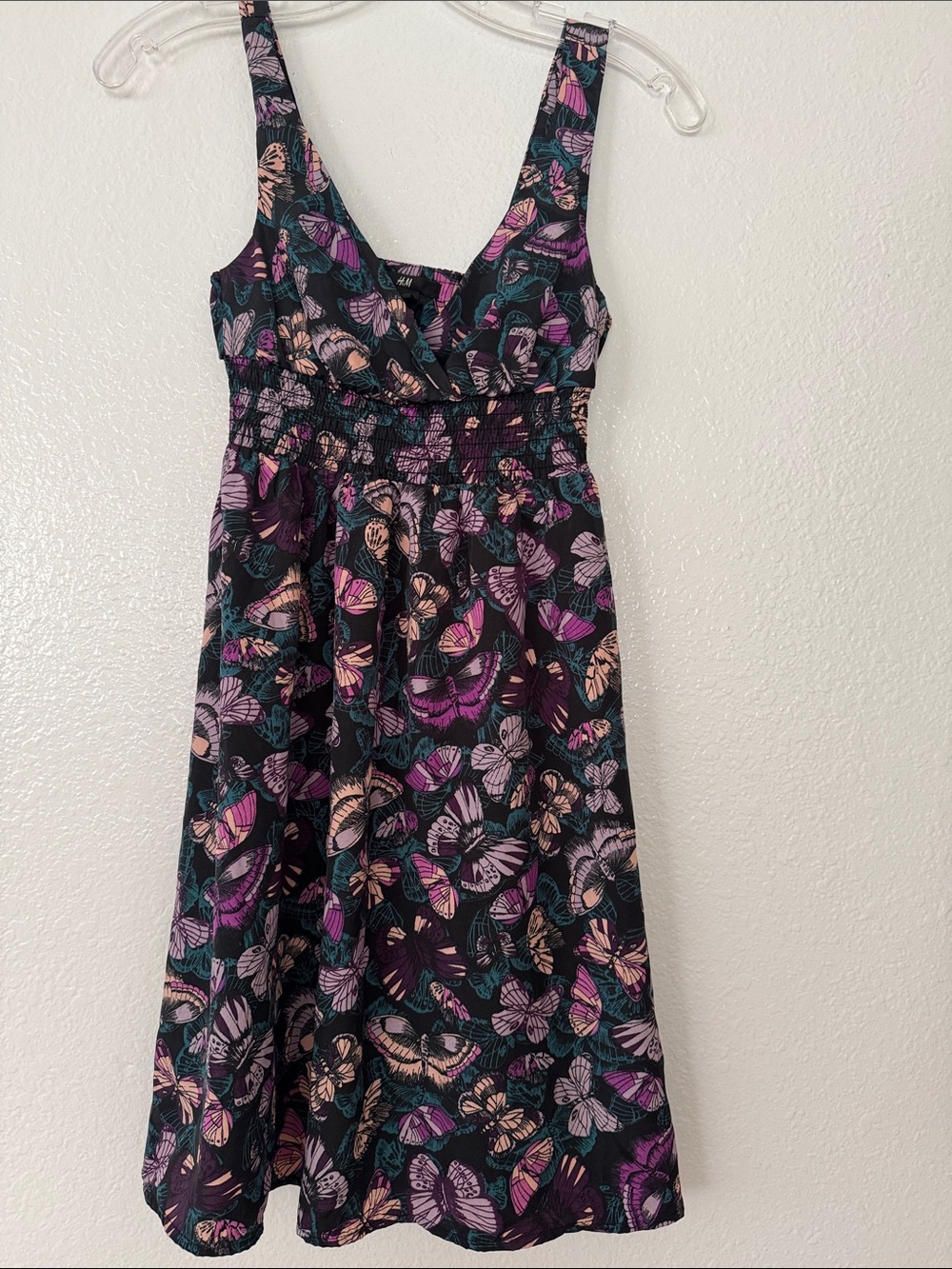 H&M Black and Dark Purple Butterfly Print Sundress